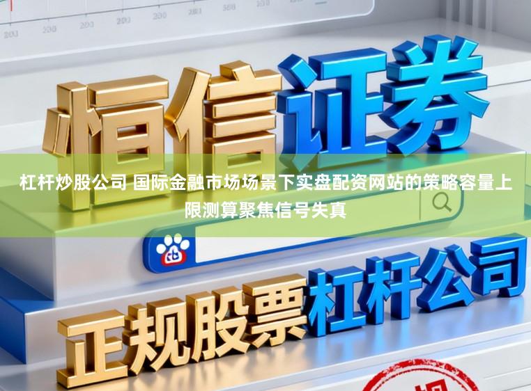 杠杆炒股公司 国际金融市场场景下实盘配资网站的策略容量上限测算聚焦信号失真